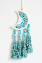 Teal Moon Tassel Small Wall Hanging