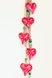 Red 6 Hearts Hanging