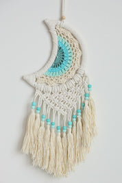 Moon Macrame Blue Wall Hanging