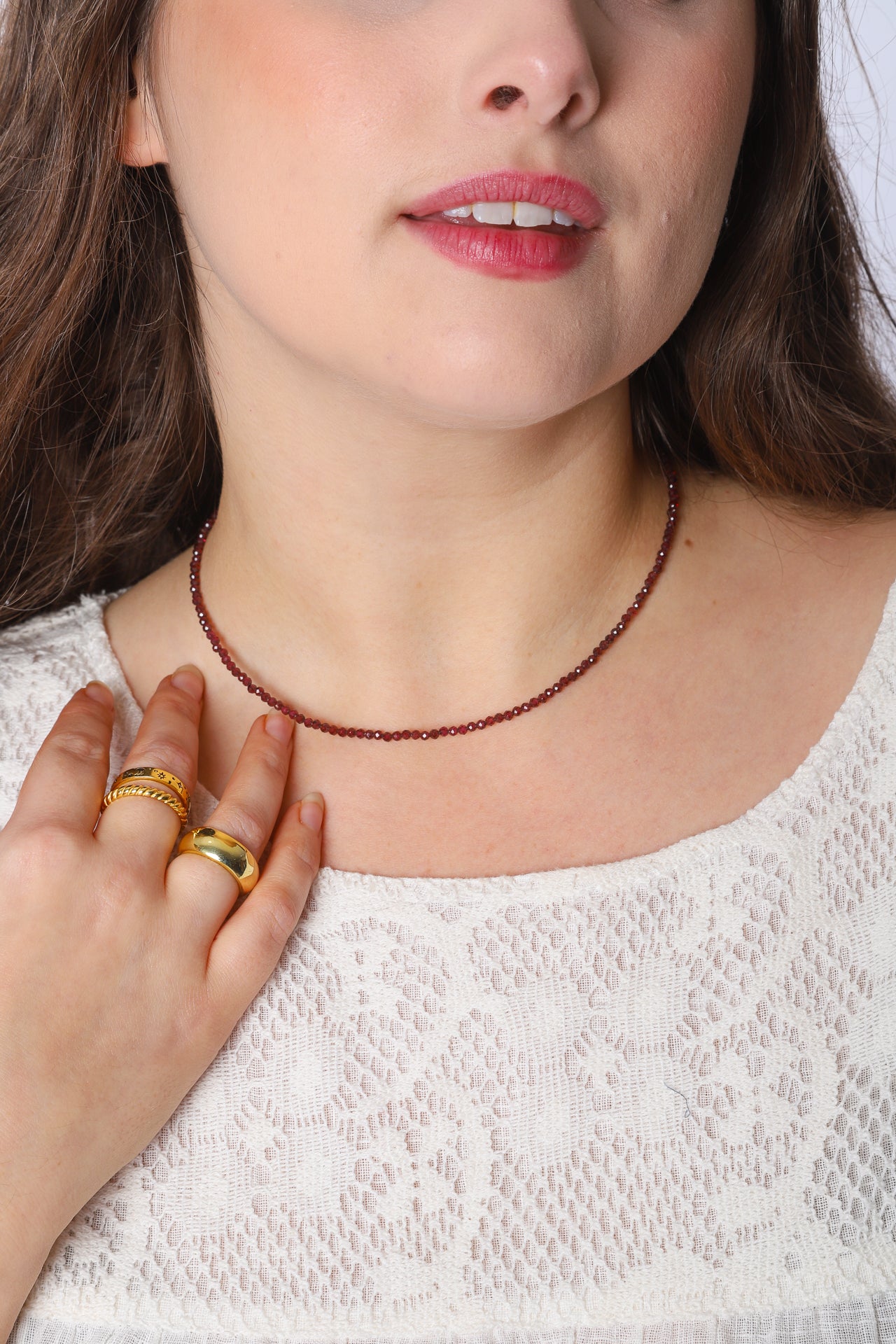 Beaded Necklace Garnet
