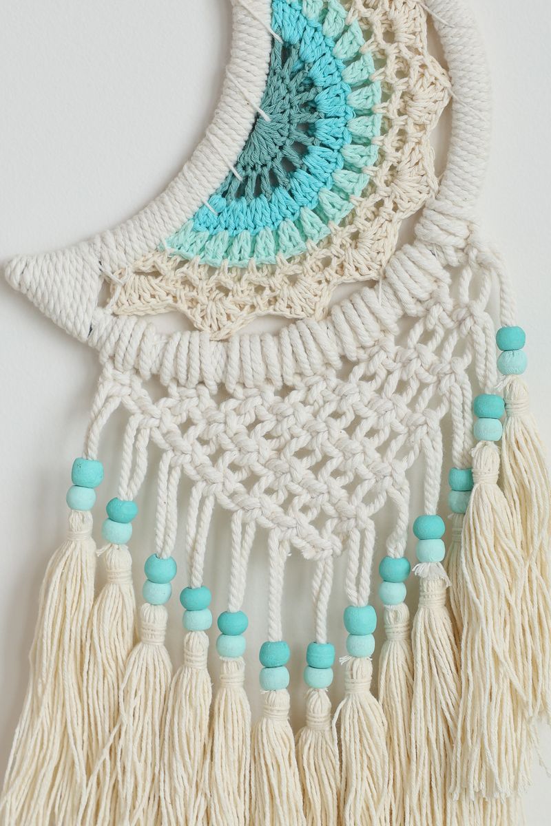 Moon Macrame Blue Wall Hanging