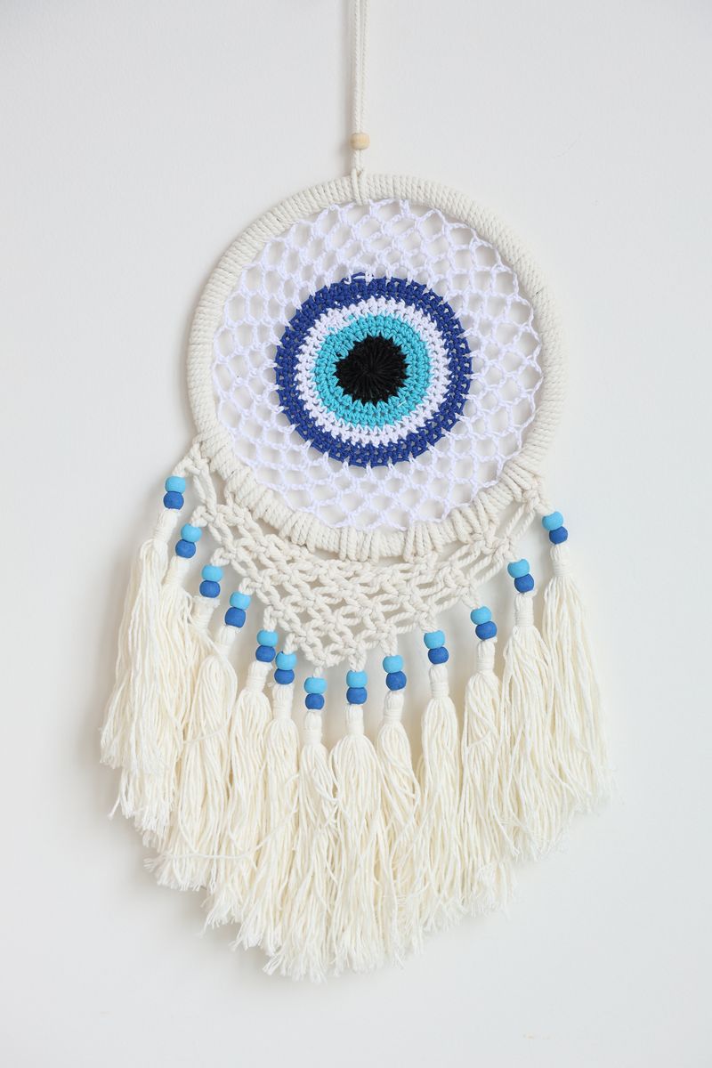 Round Macrame Blue Wall Hanging