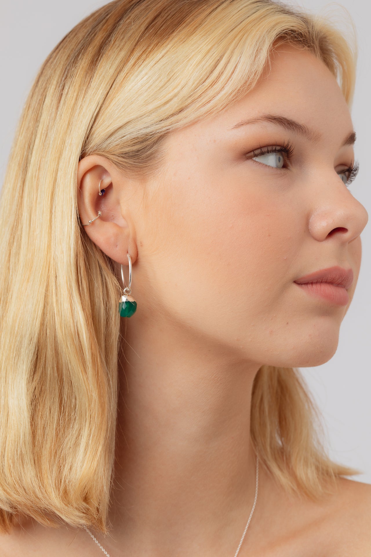 Nuala Green Onyx Drop Hoops