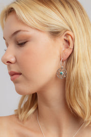 Dreamcatcher Turquoise Charm Drop Hoops
