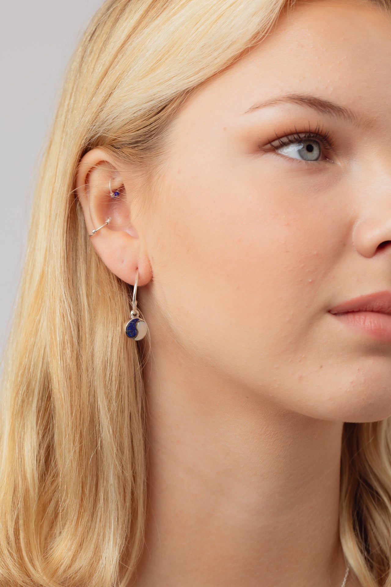 Yin Yang Charm Hoops
