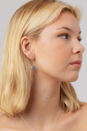 Round Turtle Blue Calcite Earrings