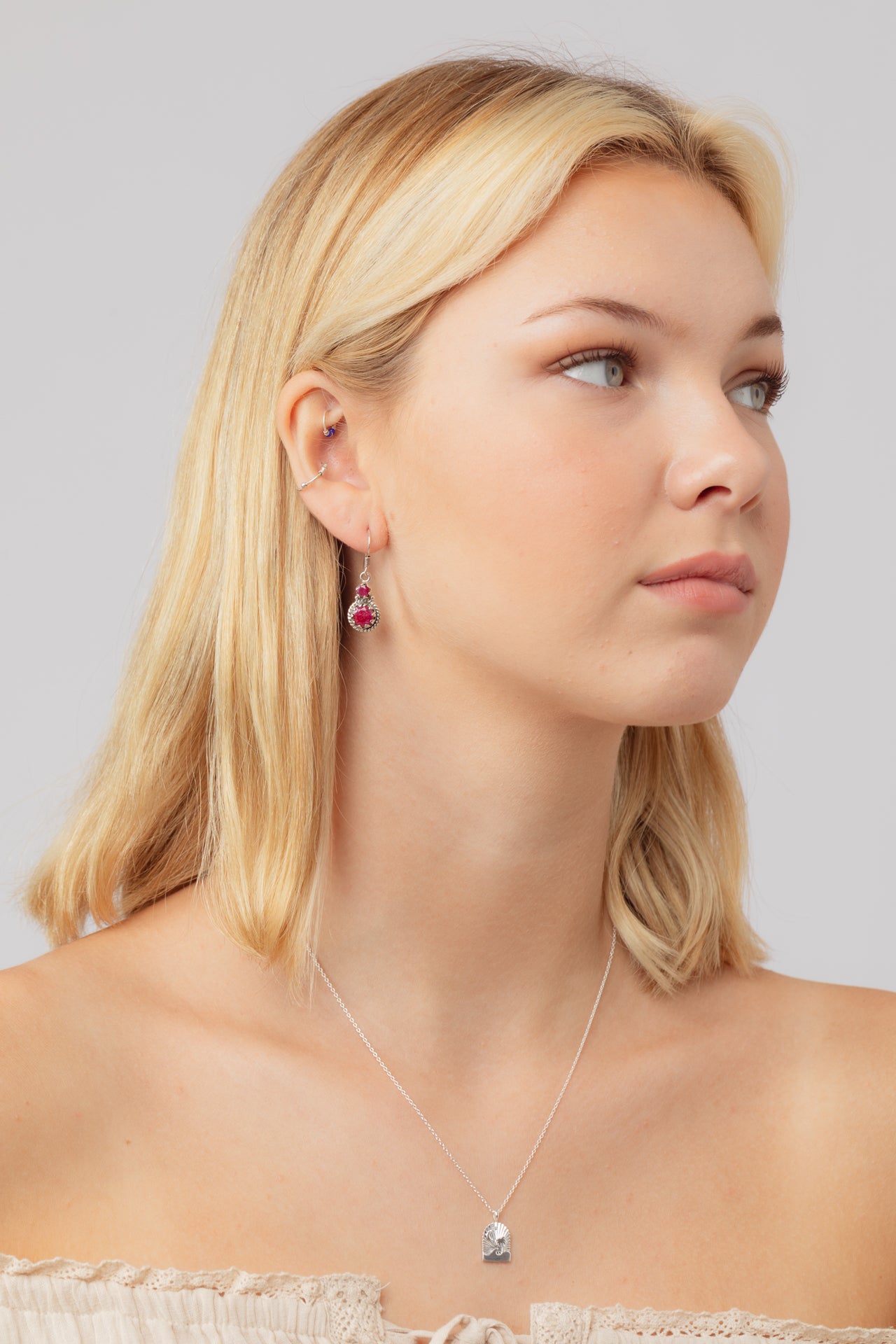 Evela Ruby Double Drop Earrings