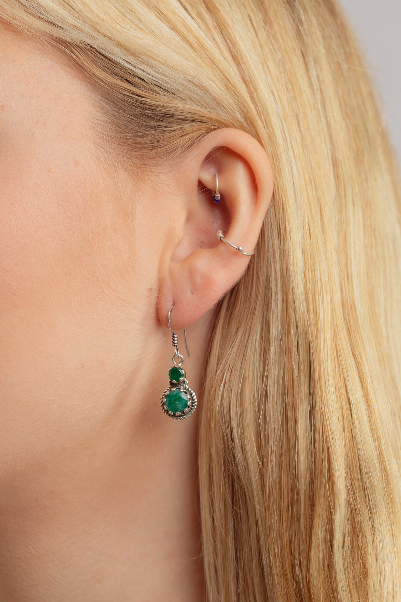 Evela Emerald Double Drop Earrings