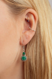 Evela Emerald Double Drop Earrings