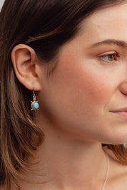 Round Turtle Larimar Earrings