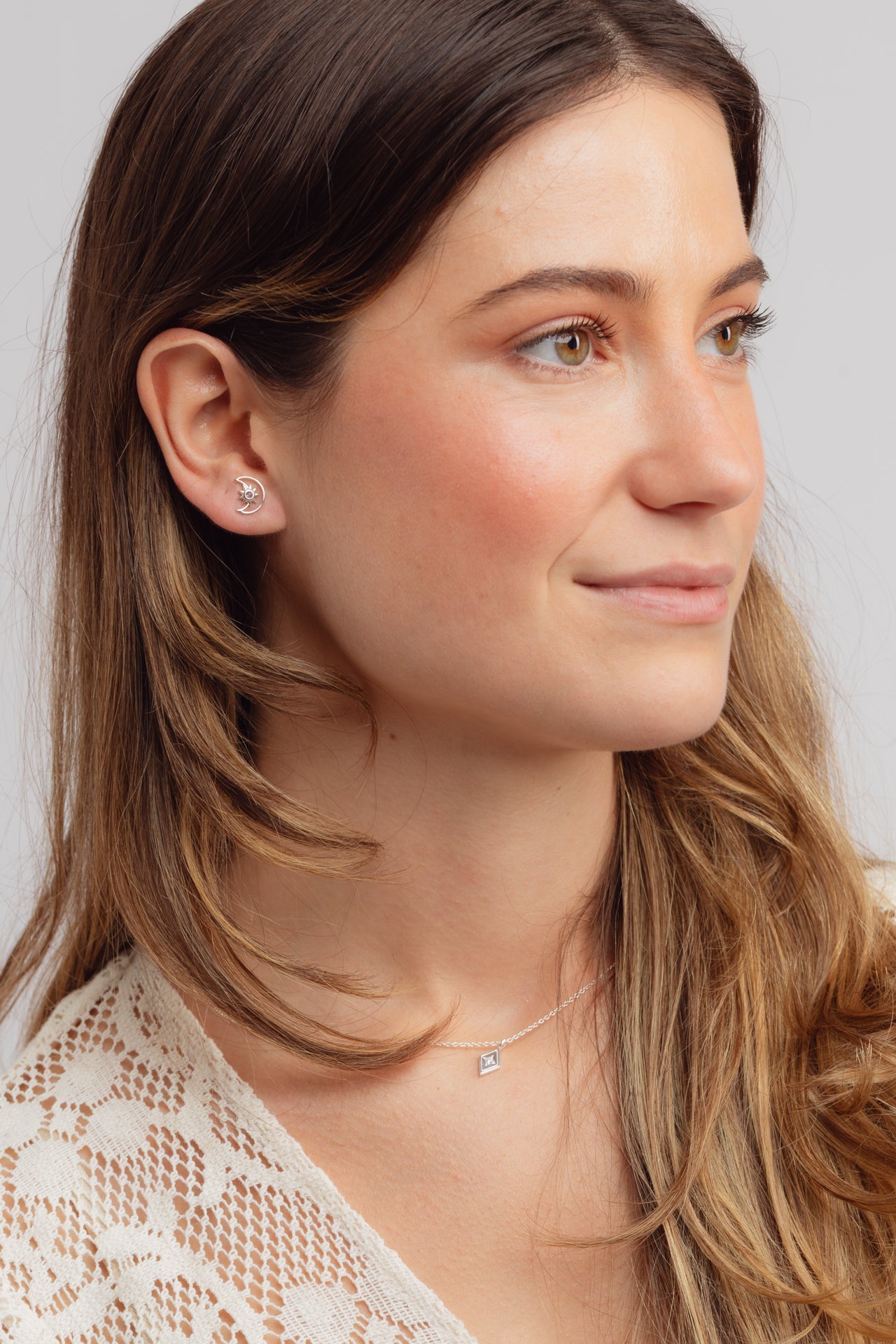 Lunara Rainbow Moonstone Silver Studs