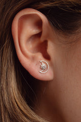 Lunara Rainbow Moonstone Silver Studs