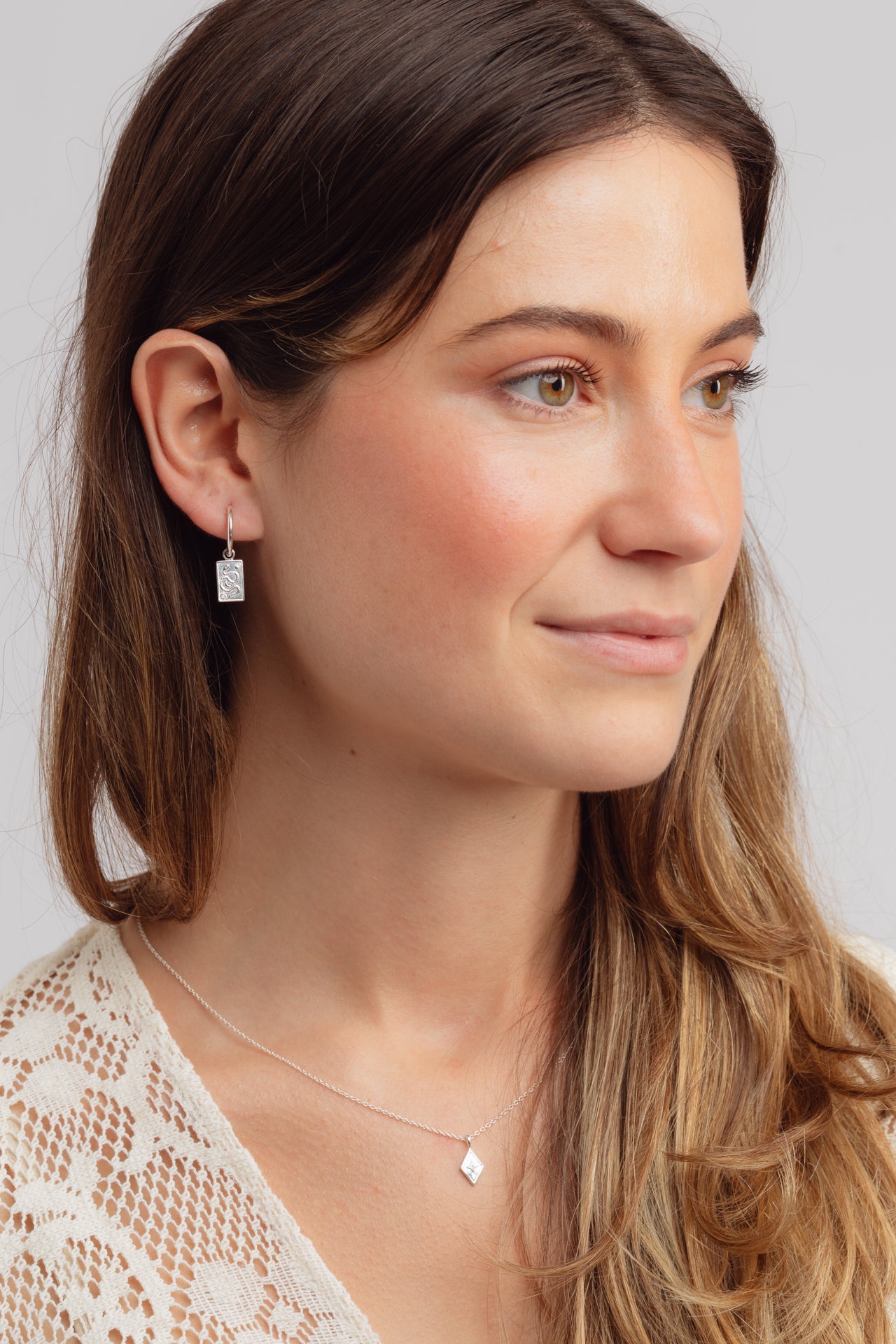 Ophira Silver Charm Hoops