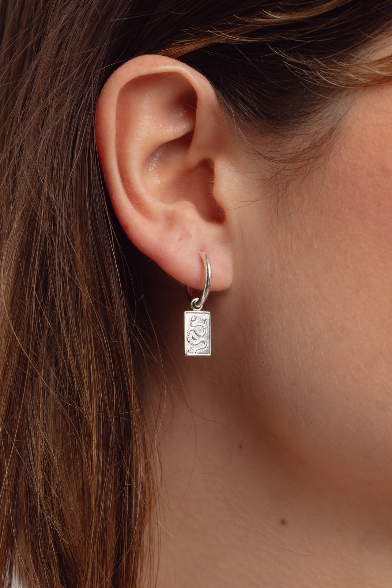 Ophira Silver Charm Hoops