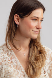 Dagger Silver Charm Hoops