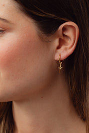 Dagger Gold Charm Hoops