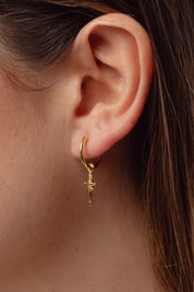 Dagger Gold Charm Hoops
