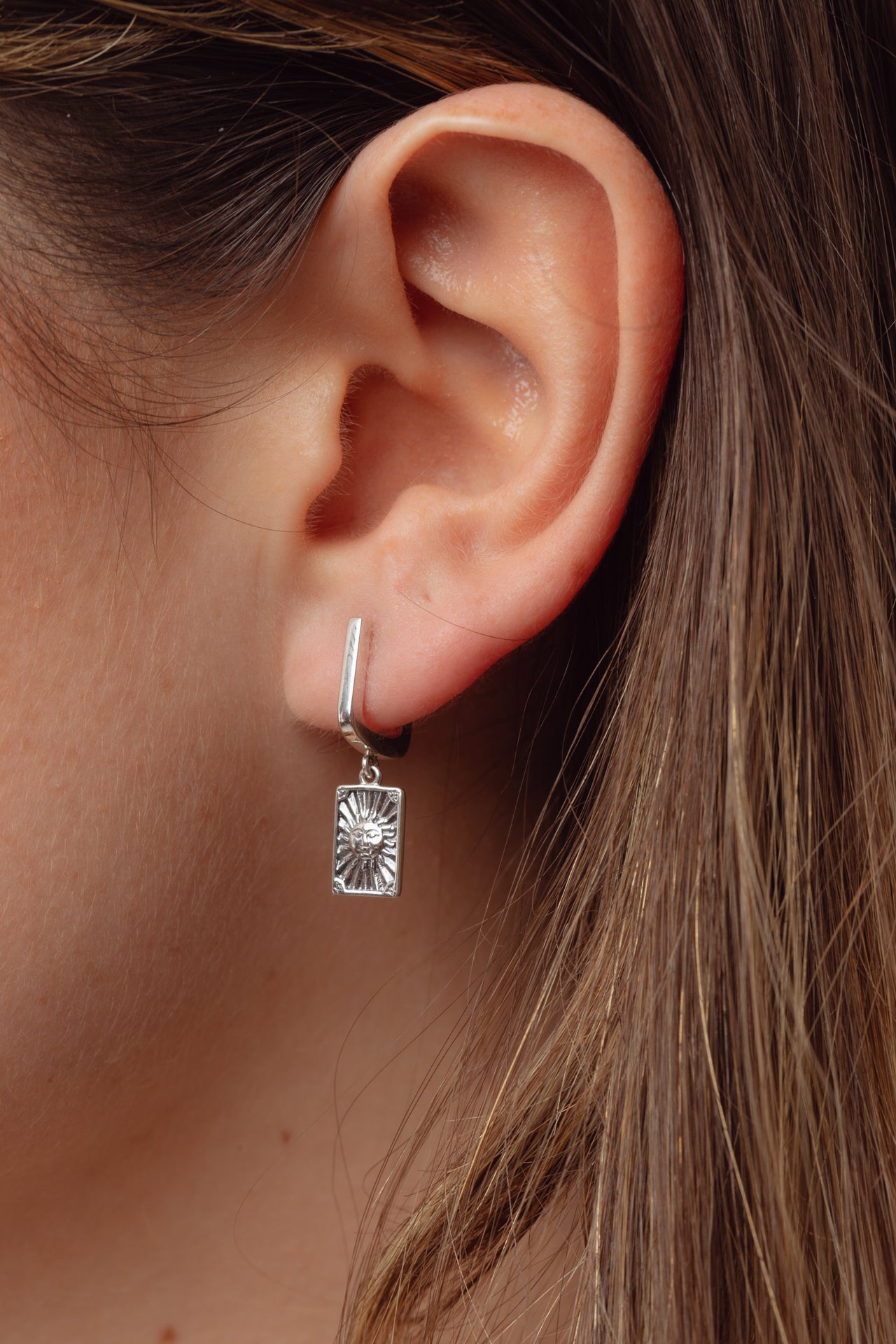 Noor Silver Charm Hoops