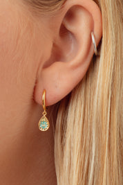 Ren Lotus Gold Enamel Charm Hoops