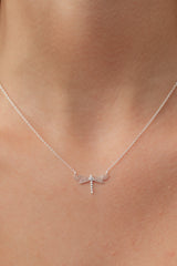 Dragonfly Cubic Zirconia Silver Necklace