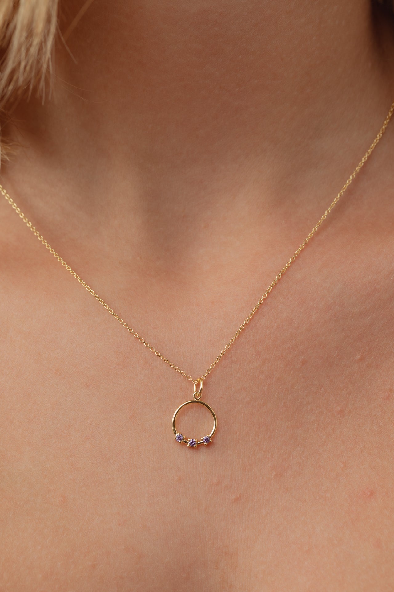 Orella Tria Amethyst Gold Necklace