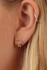 Heartley Trio Black Onyx Gold Studs