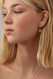 Elaria Amethyst Gold Charm Hoops