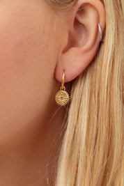 Elaria Amethyst Gold Charm Hoops