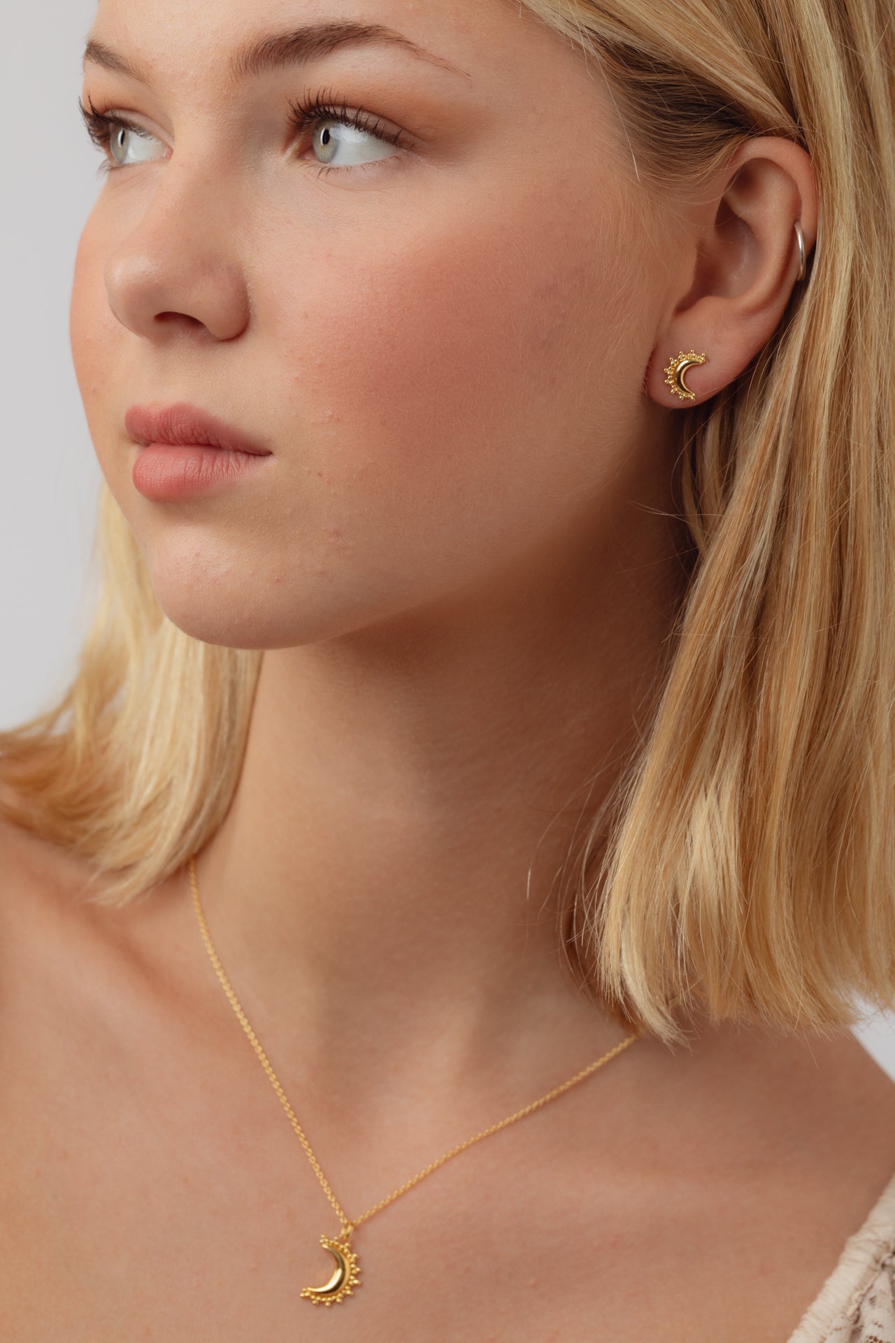 Celestie Gold Moon Studs