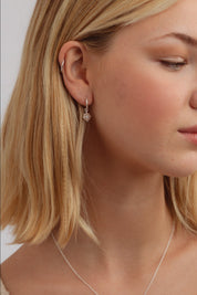 Noemi Silver Rainbow Moonstone Charm Hoops