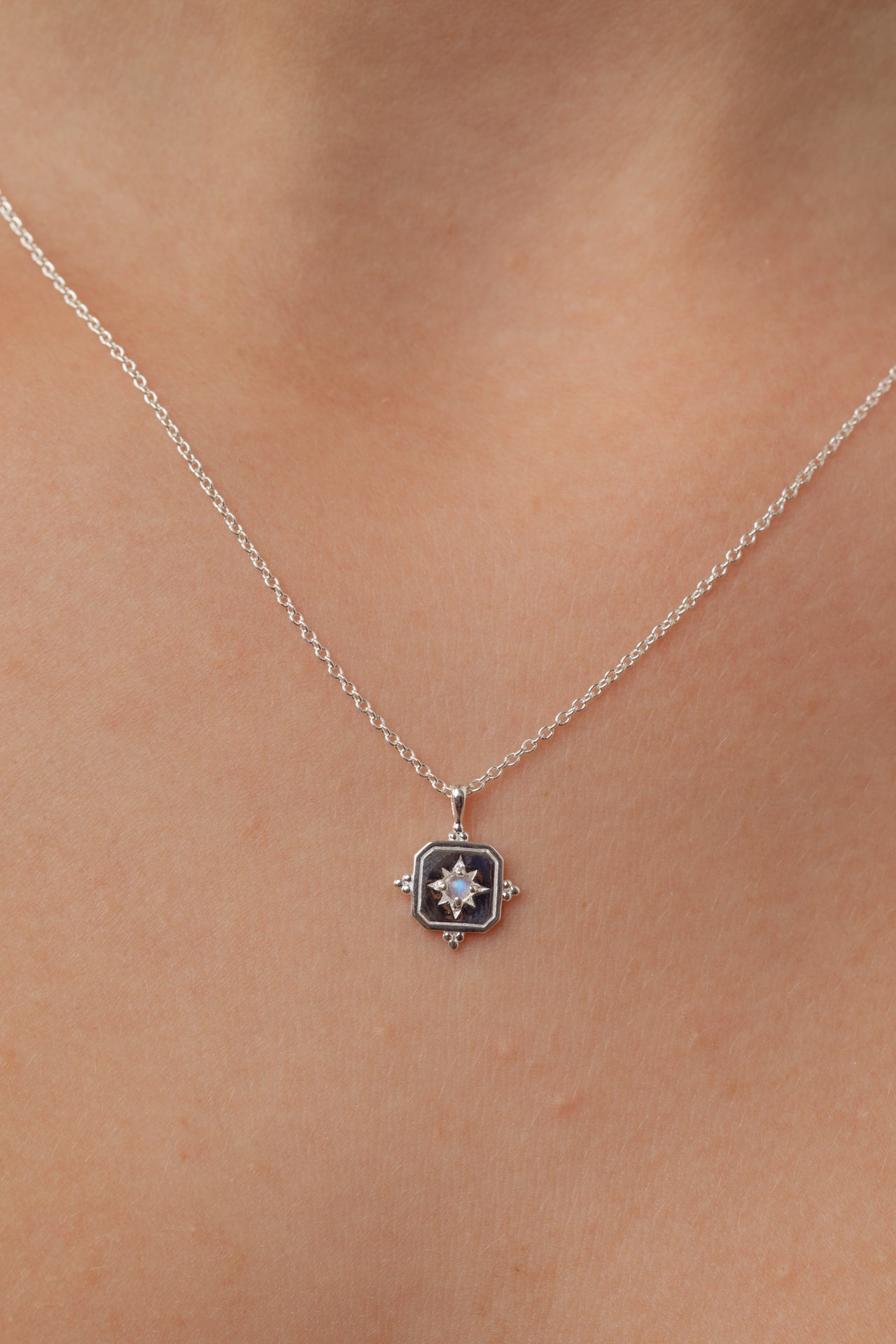 Noemi Rainbow Moonstone Silver Necklace
