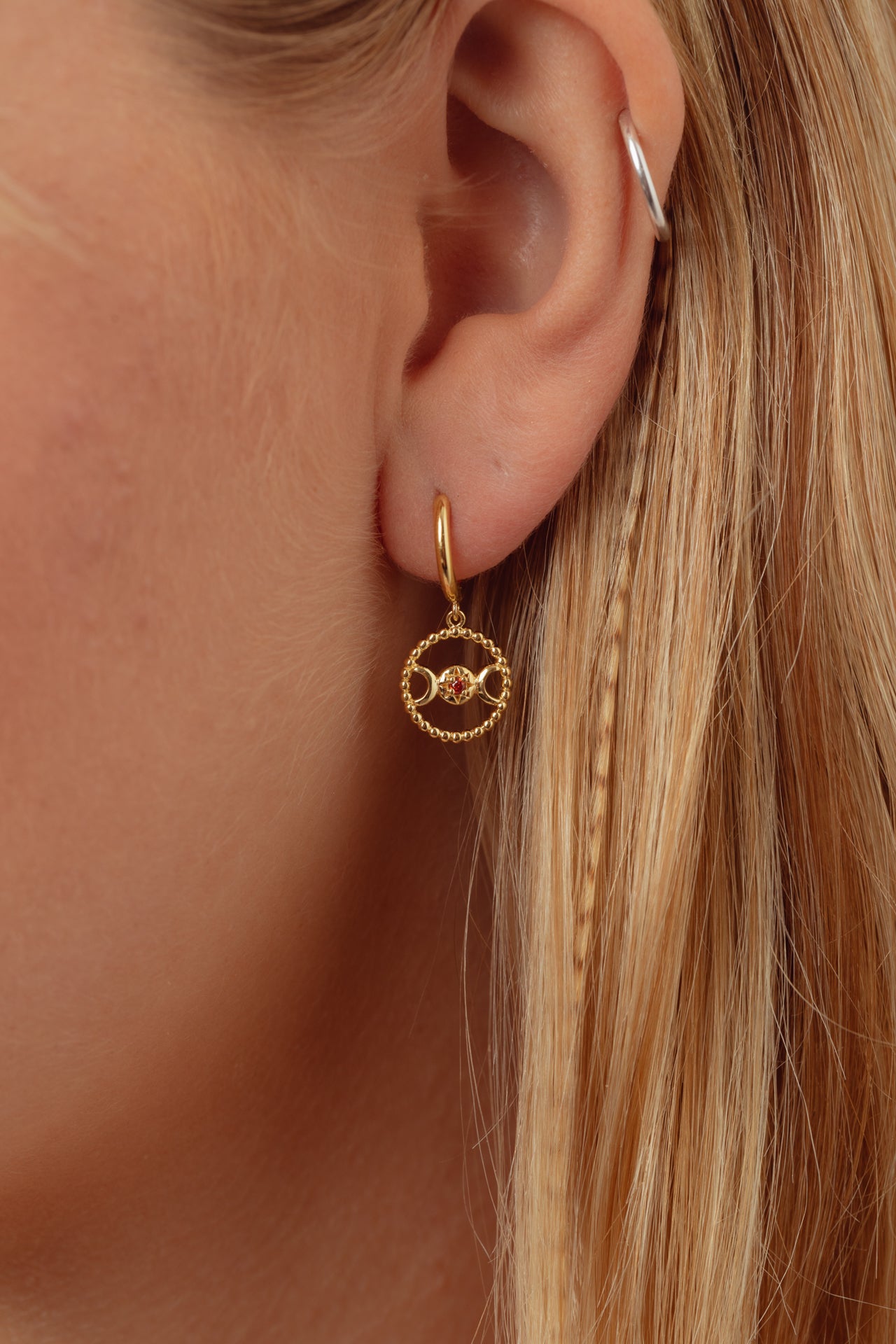 Phases Gold Charm Hoops