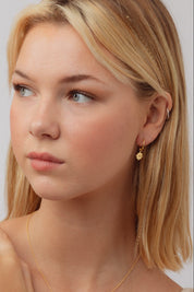 Noemi Gold Rainbow Moonstone Charm Hoops