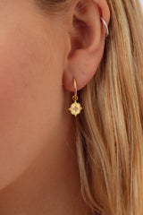 Noemi Gold Rainbow Moonstone Charm Hoops