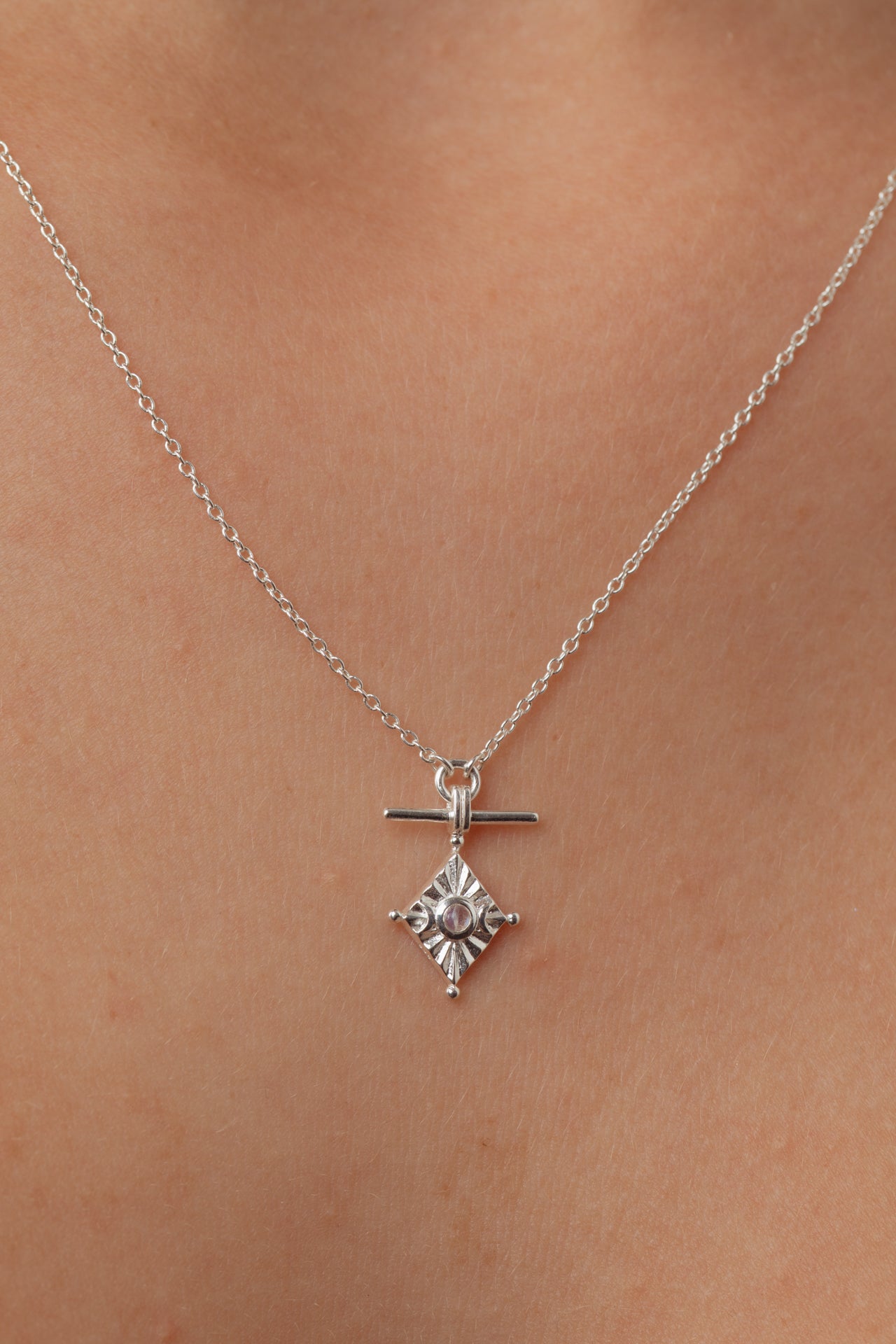 Aerith Rainbow Moonstone Silver Necklace