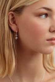 Aerith Rainbow Moonstone Silver Charm Hoops
