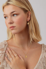 Waves Gold Charm Hoops