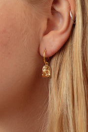 Waves Gold Charm Hoops