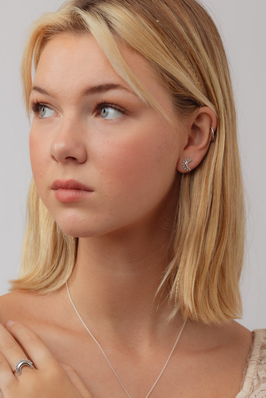 Celestie Silver Moon Studs