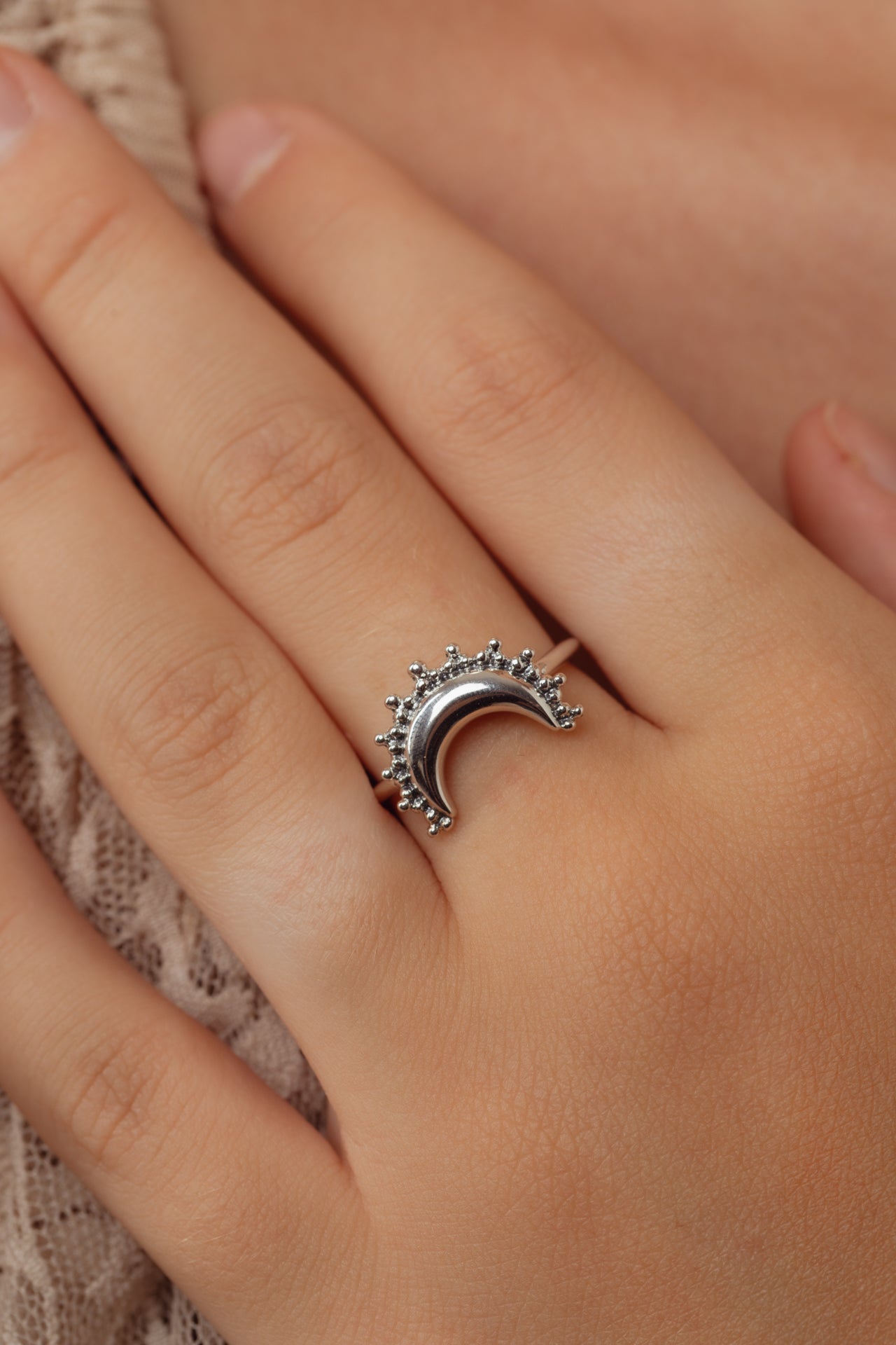 Celestie Moon Silver Ring