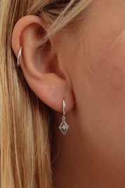 Lumi Star Silver Charm Hoops