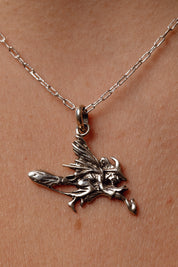Witch on a Broom Pendant