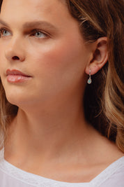 Ren Lotus Silver Enamel Charm Hoops