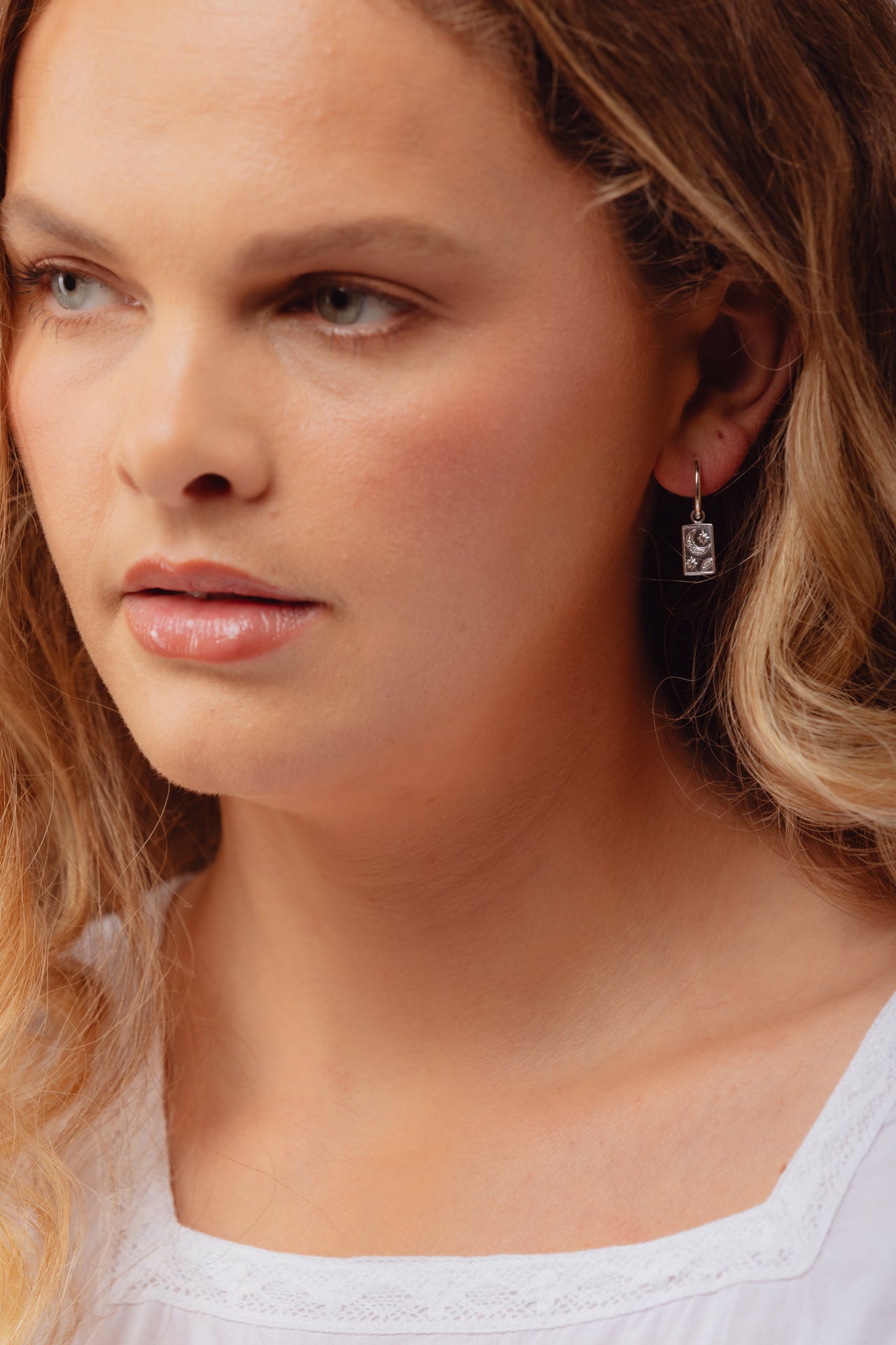 Neoma Silver Charm Hoops