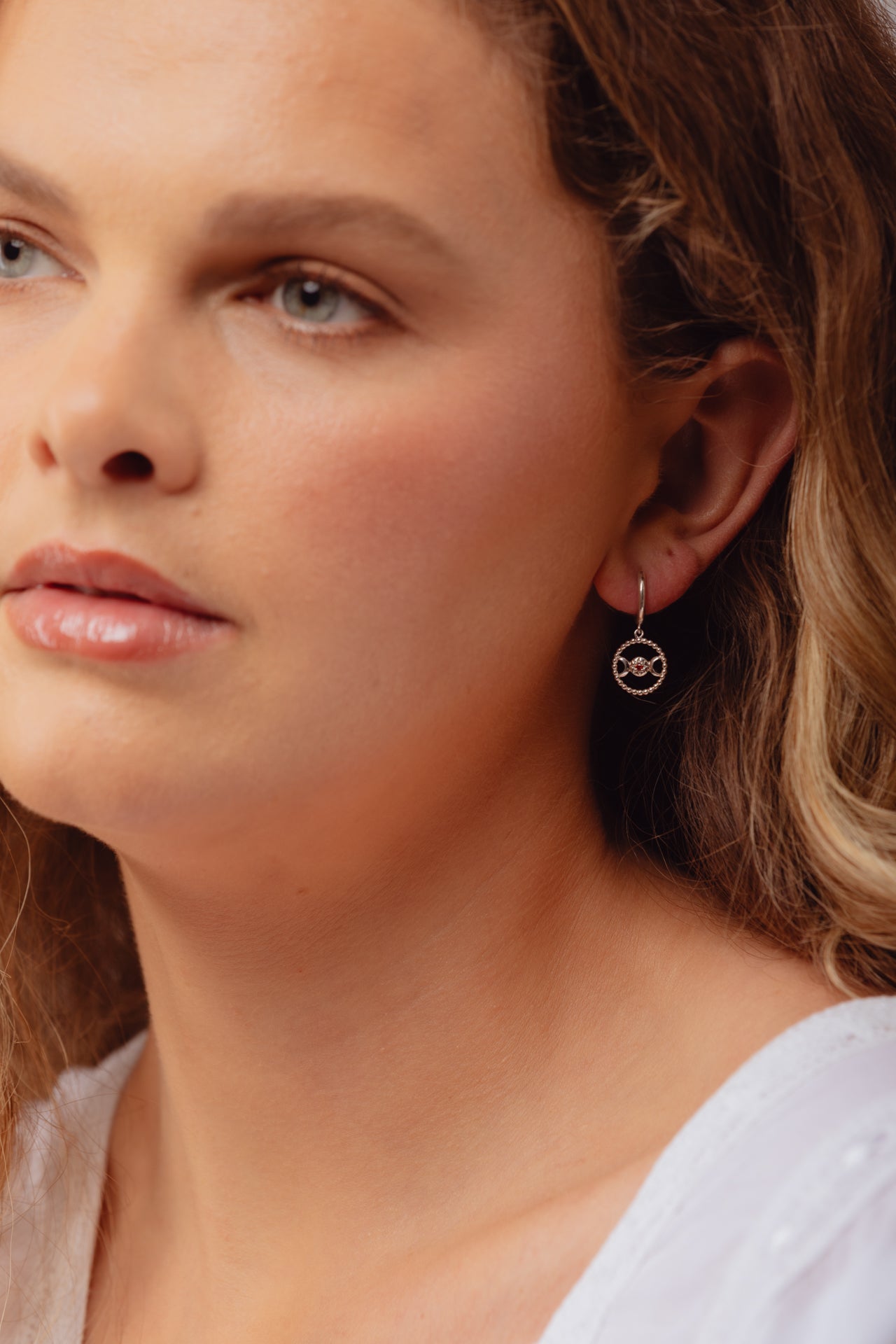 Phases Silver Charm Hoops