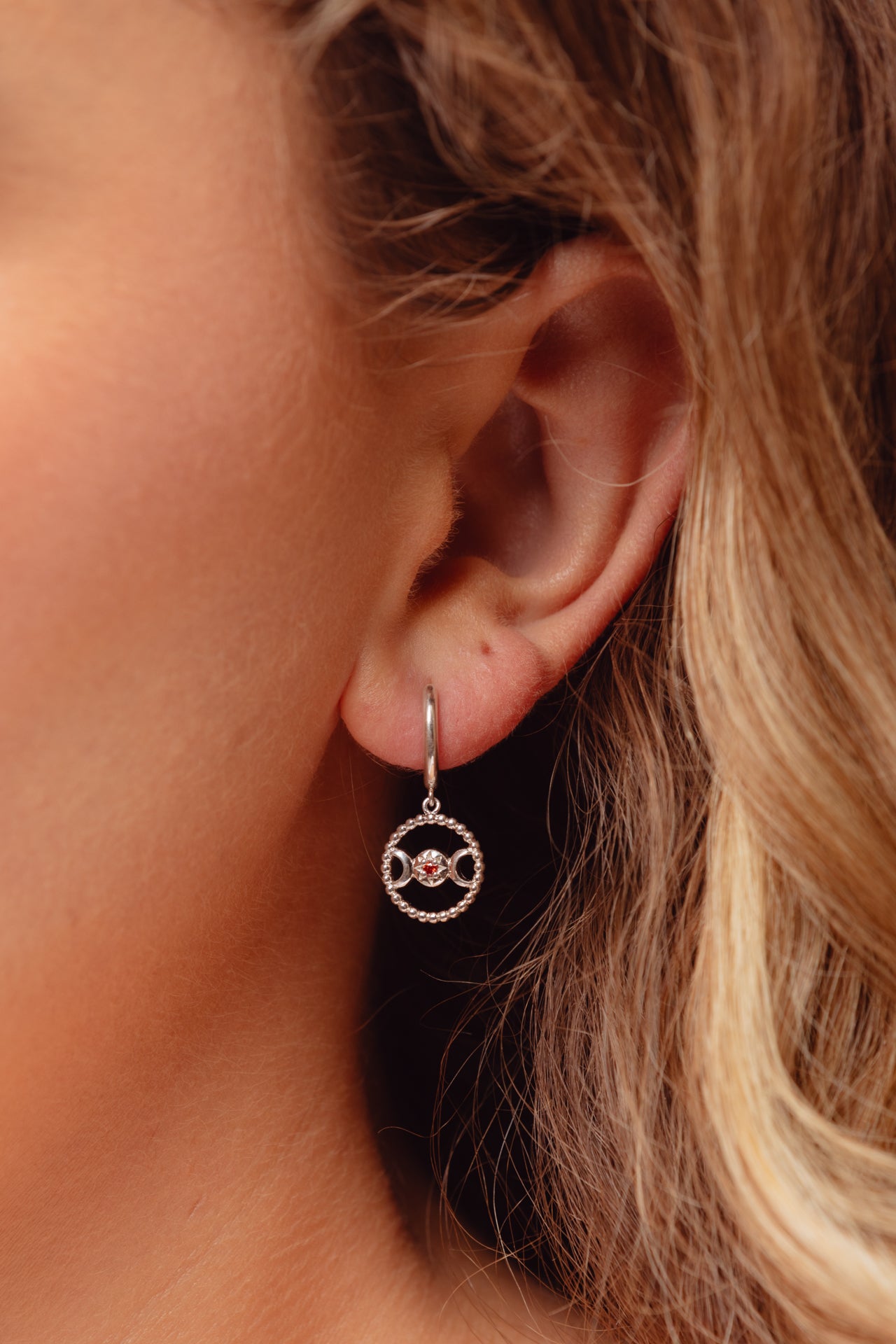 Phases Silver Charm Hoops