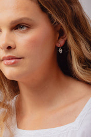 Eyes of Love Black Onyx Silver Charm Hoops
