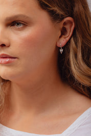 Lover's Gaze Black Onyx Silver Charm Hoops
