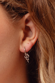 Slither Snake Silver Charm Hoops