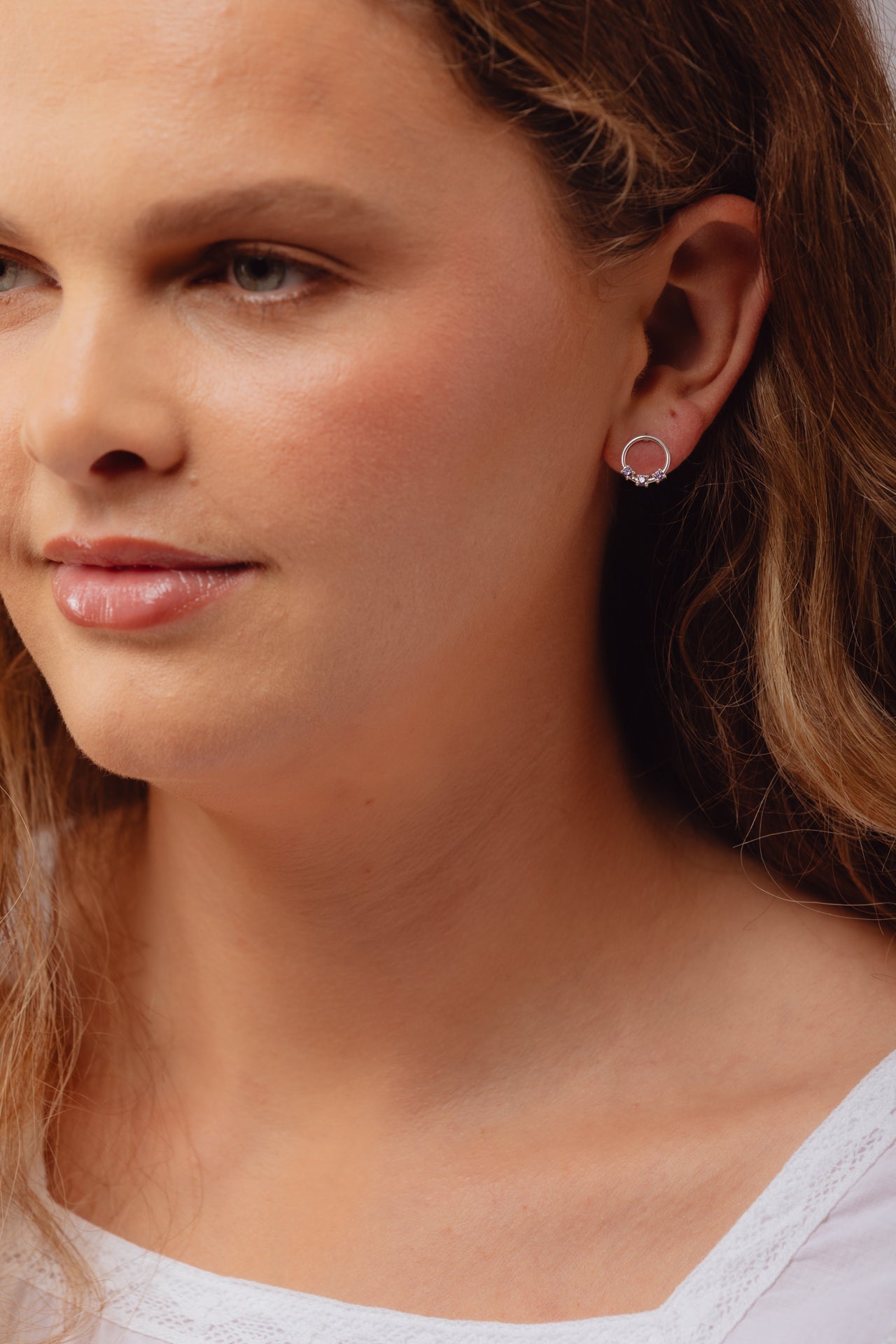 Orella Tria Amethyst Silver Studs
